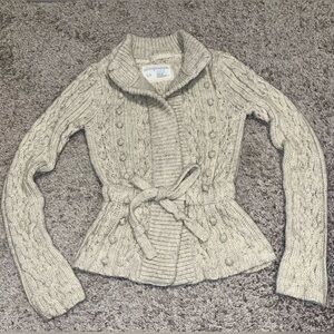 Aeropostale Women's Beige Cable Knit Cardigan